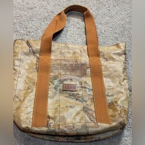Alviero Martini Brown Map Print Travel Tote